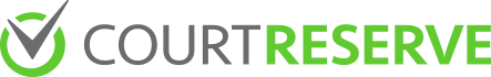 CourtReserve logo with a green check mark and the text in black and green.