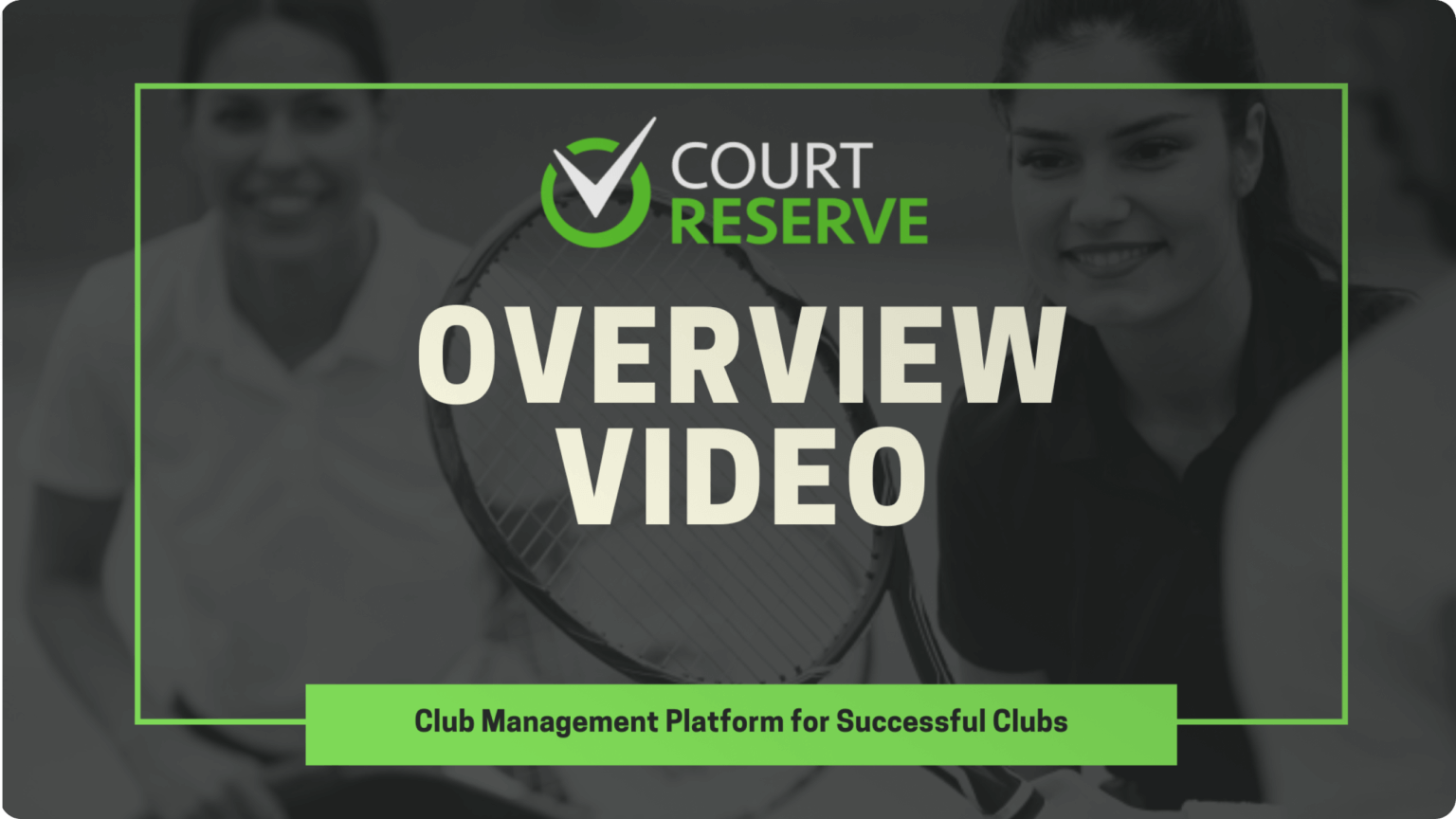 Smiling women with tennis rackets, text: 