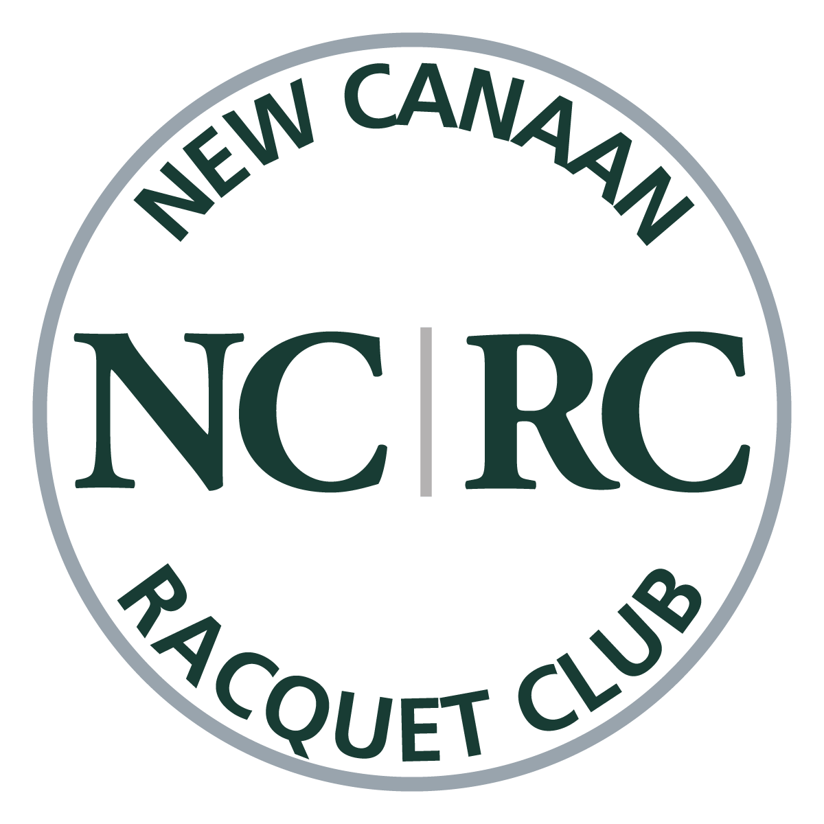 Circular logo with "NC | RC" in the center, surrounded by the words "New Canaan Racquet Club."