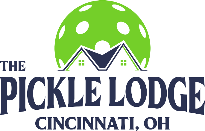 The Pickle Lodge logo: green pickleball with roof outlines, text "Cincinnati, OH".