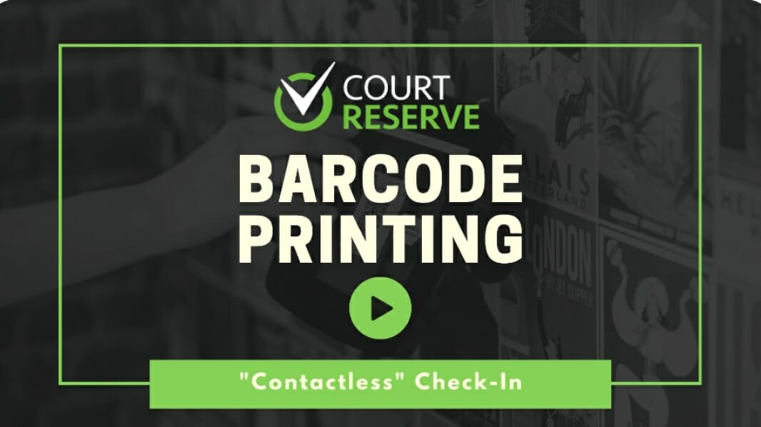 CourtReserve barcode printing video thumbnail with 