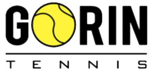 Gorin Tennis logo with a stylized yellow tennis ball replacing the letter "O".