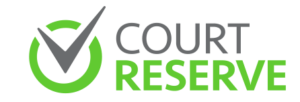 Court Reserve logo with a grey checkmark inside a green circle.