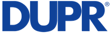 DUPR logo in bold blue letters.