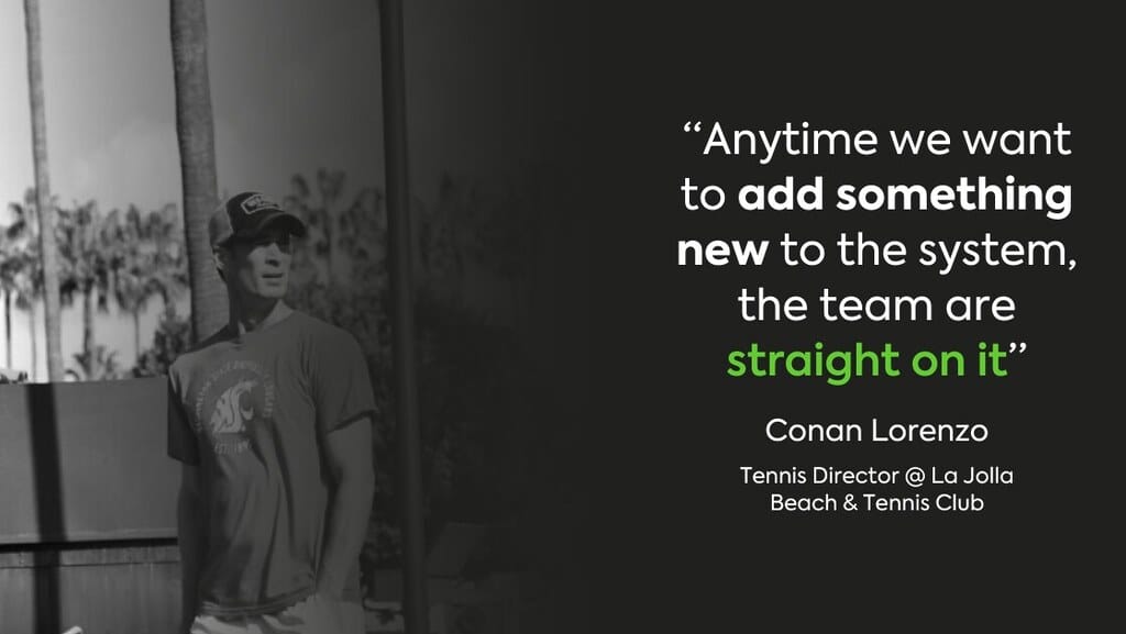 Man under palm trees in cap and t-shirt, quote 