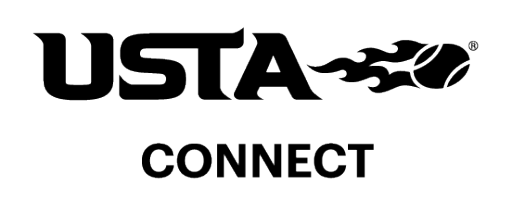 USTA Connect logo featuring a stylized tennis ball with motion lines.