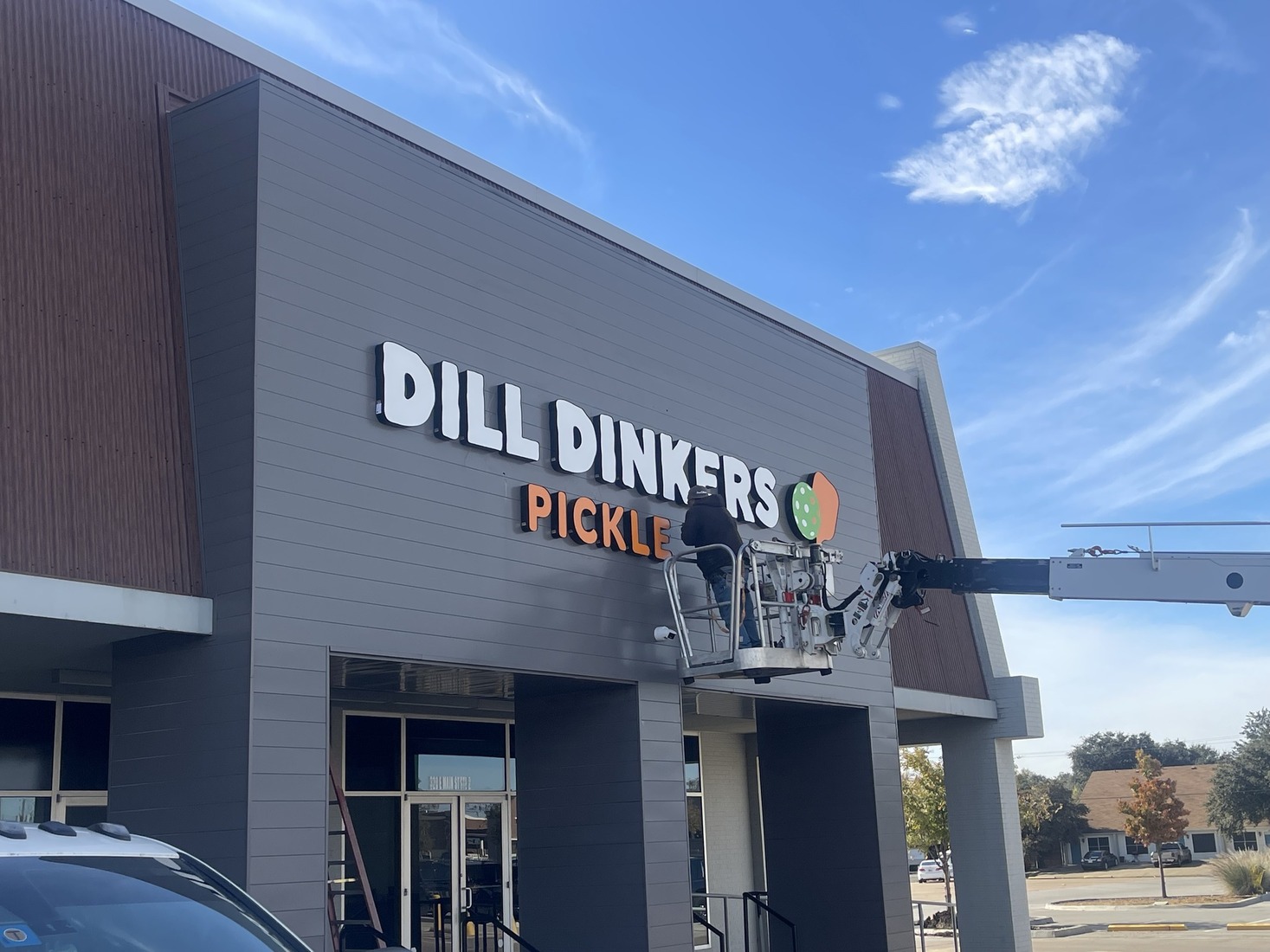 Finishing touches being put on a new Dill Dinkers location.