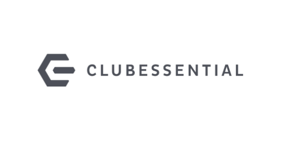Gray clubessential logo with stylized letter e
