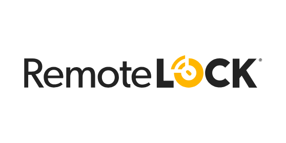 RemoteLock logo with a yellow lock icon replacing the "O"