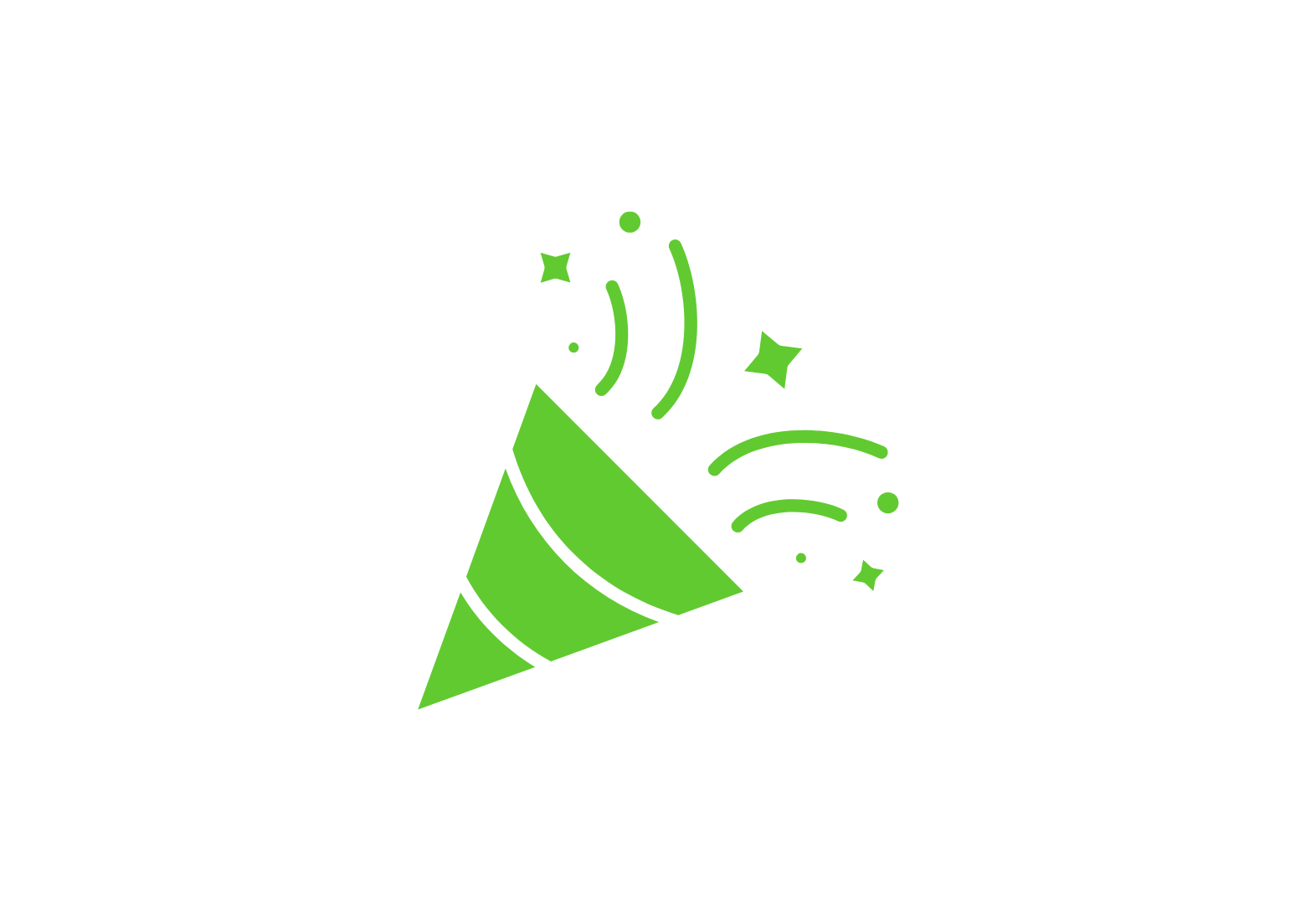 have fun Green party popper with confetti and sparkles